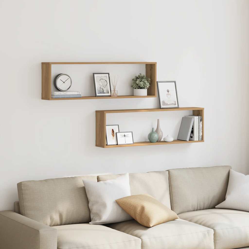 Prateleiras cubo 2 pcs derivados de madeira carvalho artisiano