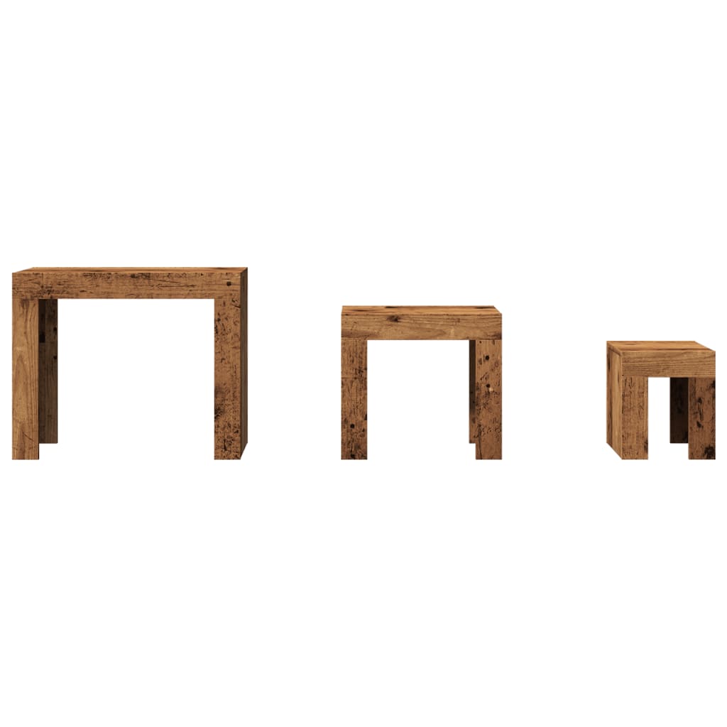 Mesas de centro de encastrar 3 pcs deriv. madeira madeira velha