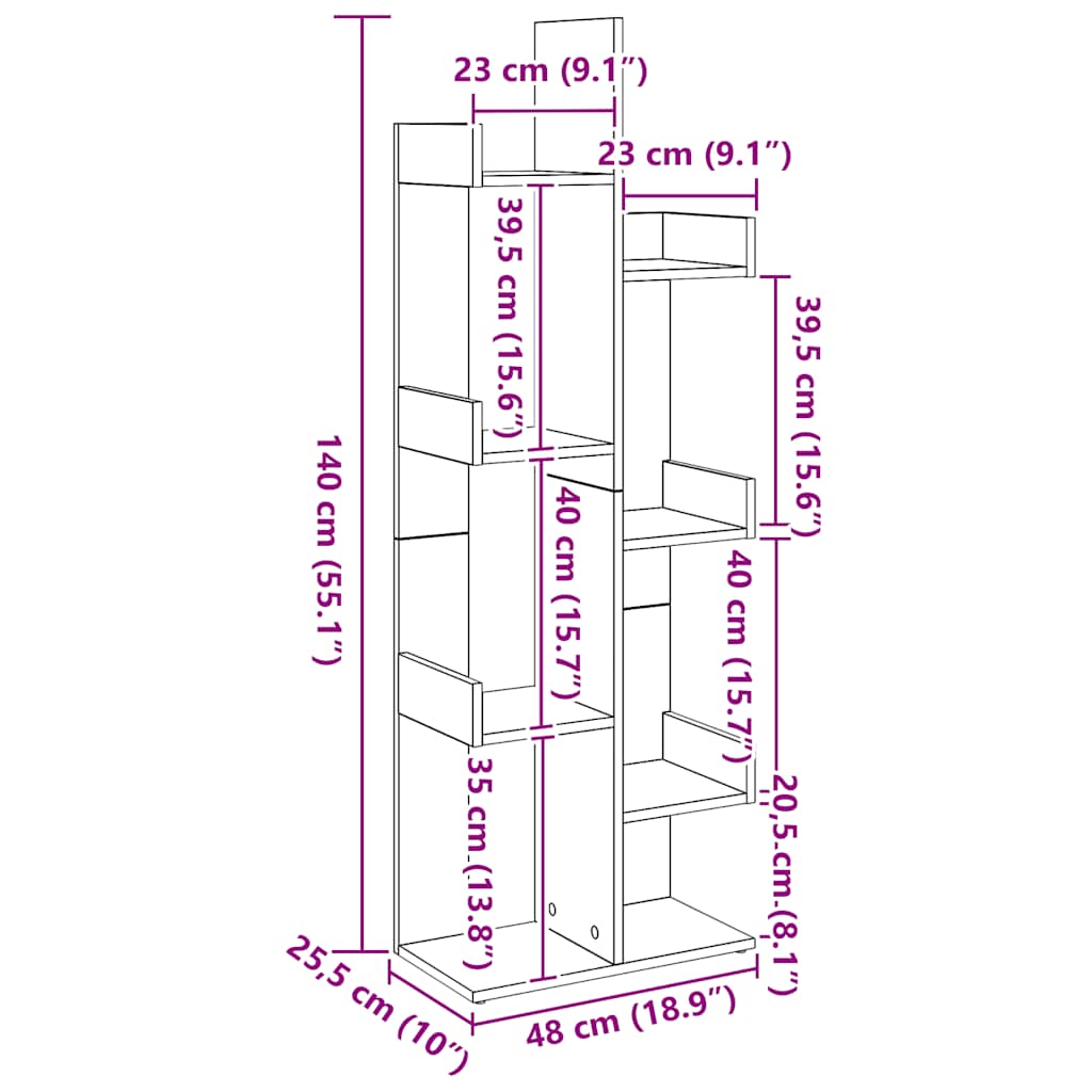 Estante 48x25,5x140 cm derivados de madeira carvalho artisiano