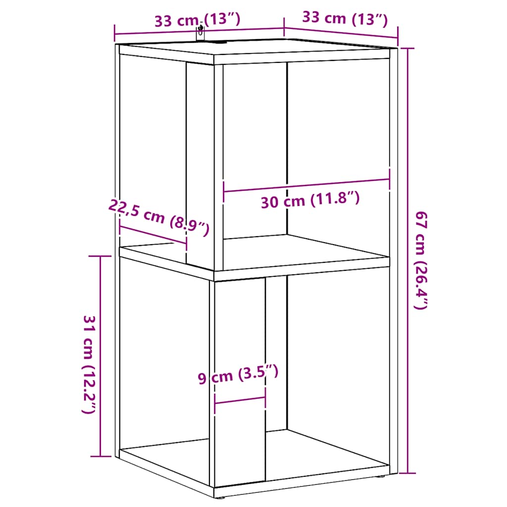 Armário de canto 33x33x67 cm deriv. madeira carvalho artisiano