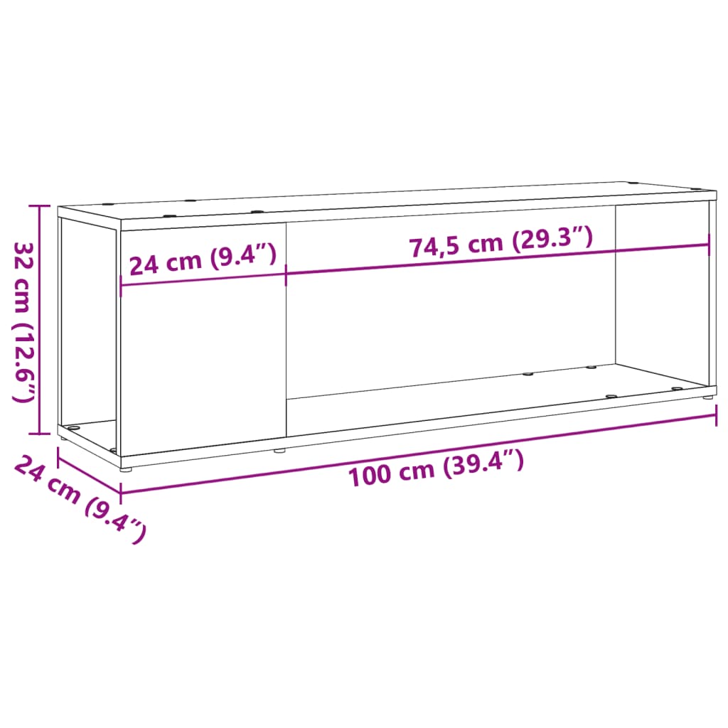 Móvel de TV 100x24x32 cm derivados de madeira madeira velha