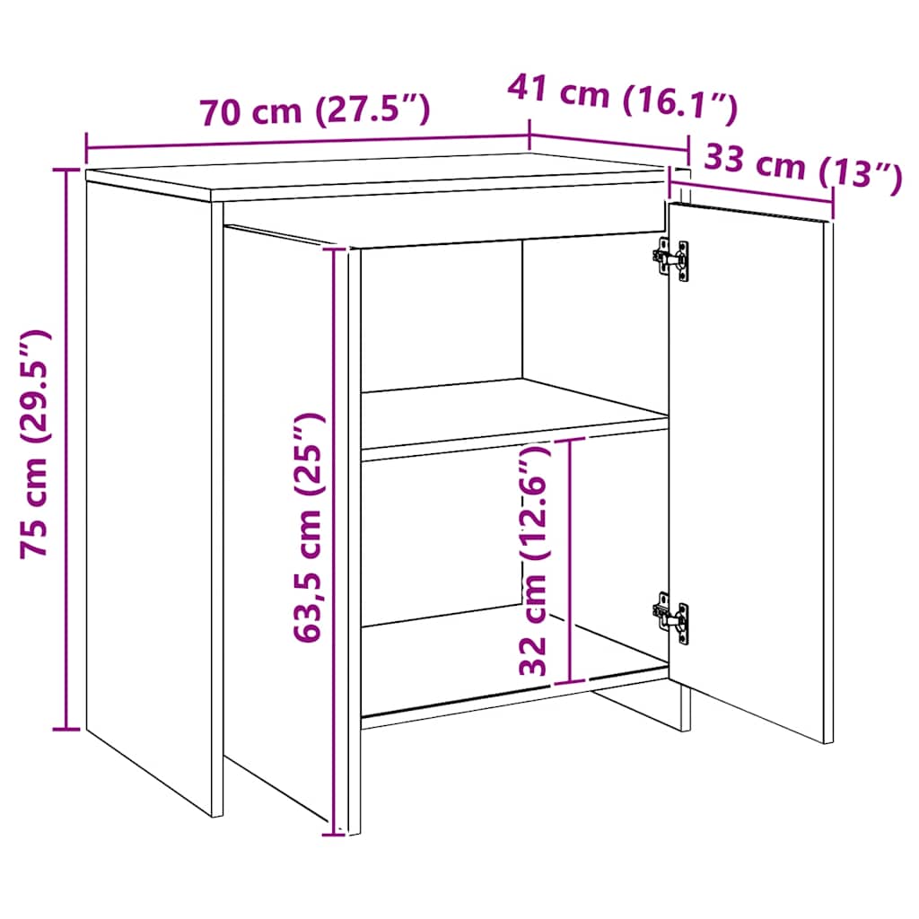 Aparador 70x41x75 cm derivados de madeira carvalho artisiano