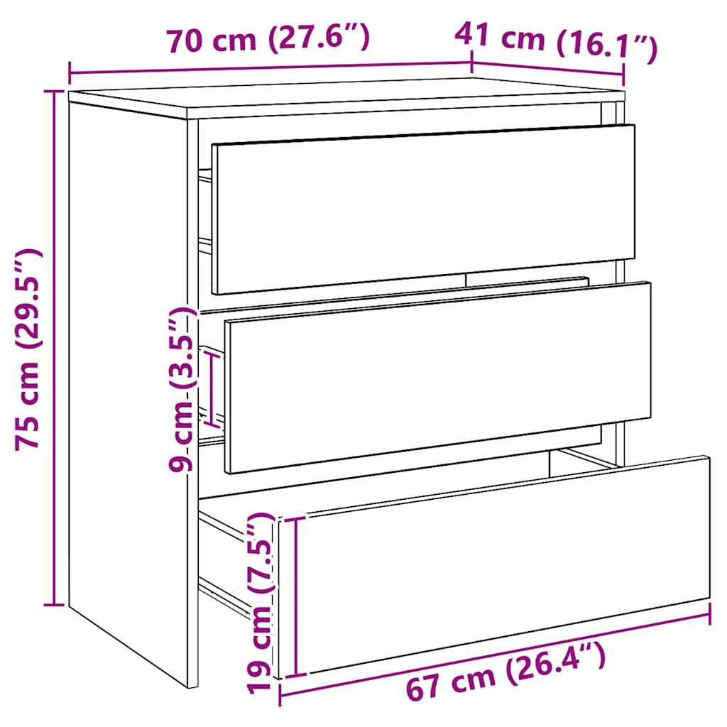 Aparador 70x41x75 cm derivados de madeira carvalho artisiano