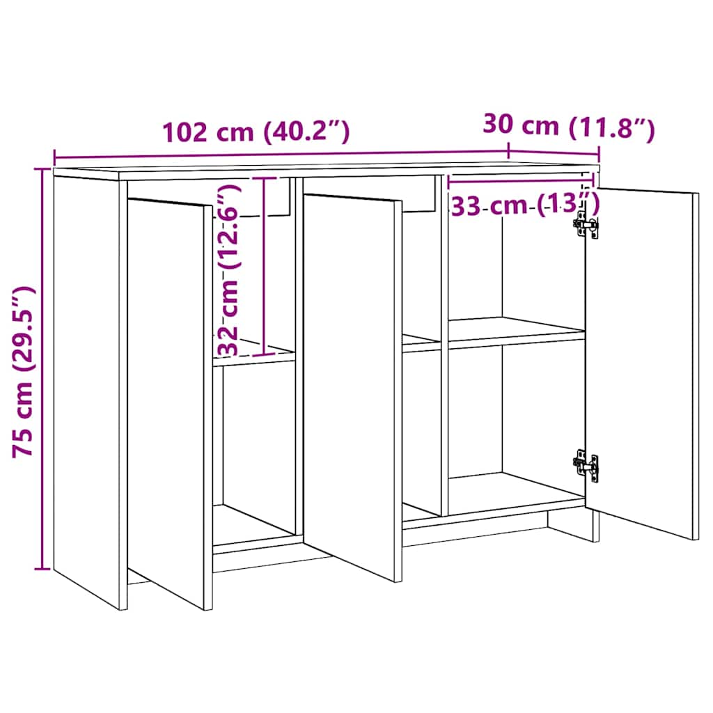 Aparador 102x35x75 cm derivados de madeira carvalho artisiano