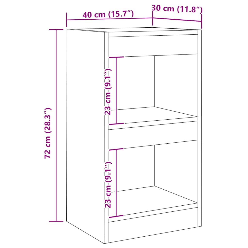 Armário/divisória de quarto carvalho artesanal 40x30x72 cm