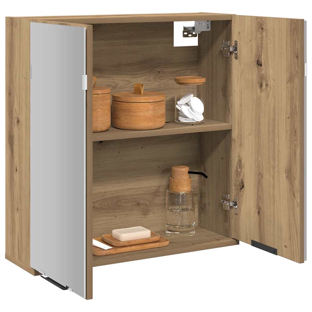 Armário com espelho para casa de banho carvalho artesanal