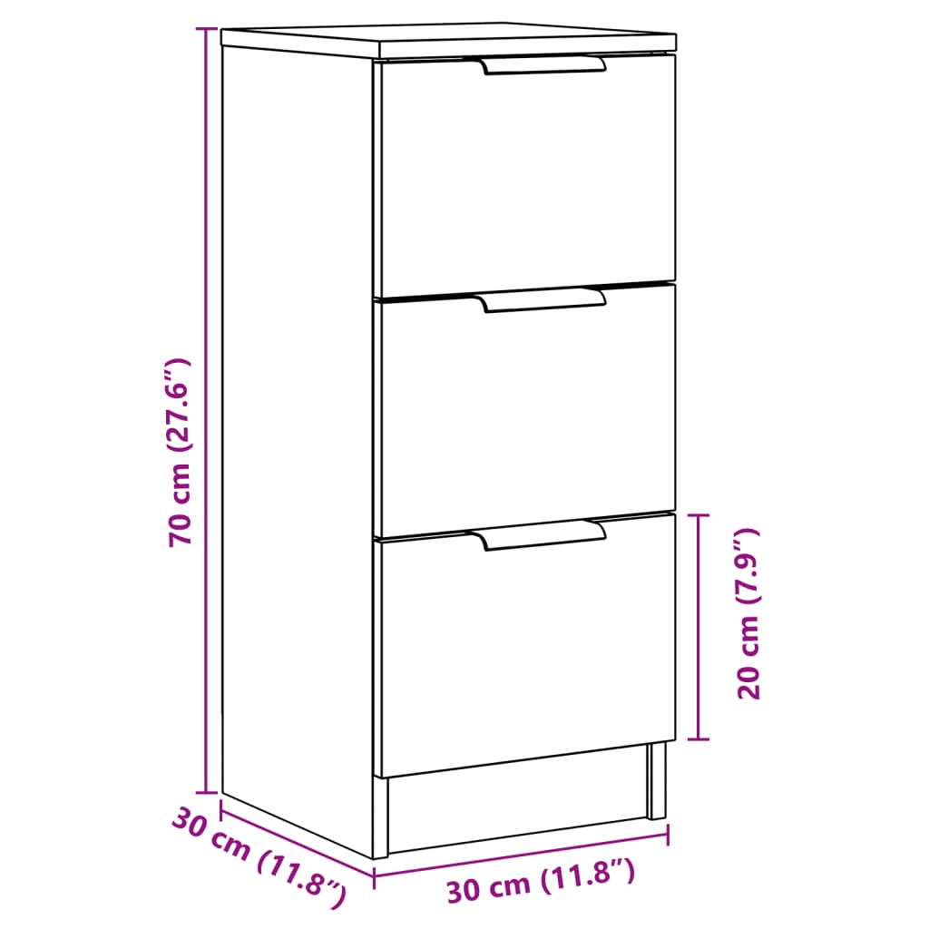 Aparadores 2 pcs 30x30x70 cm derivados de madeira madeira velha