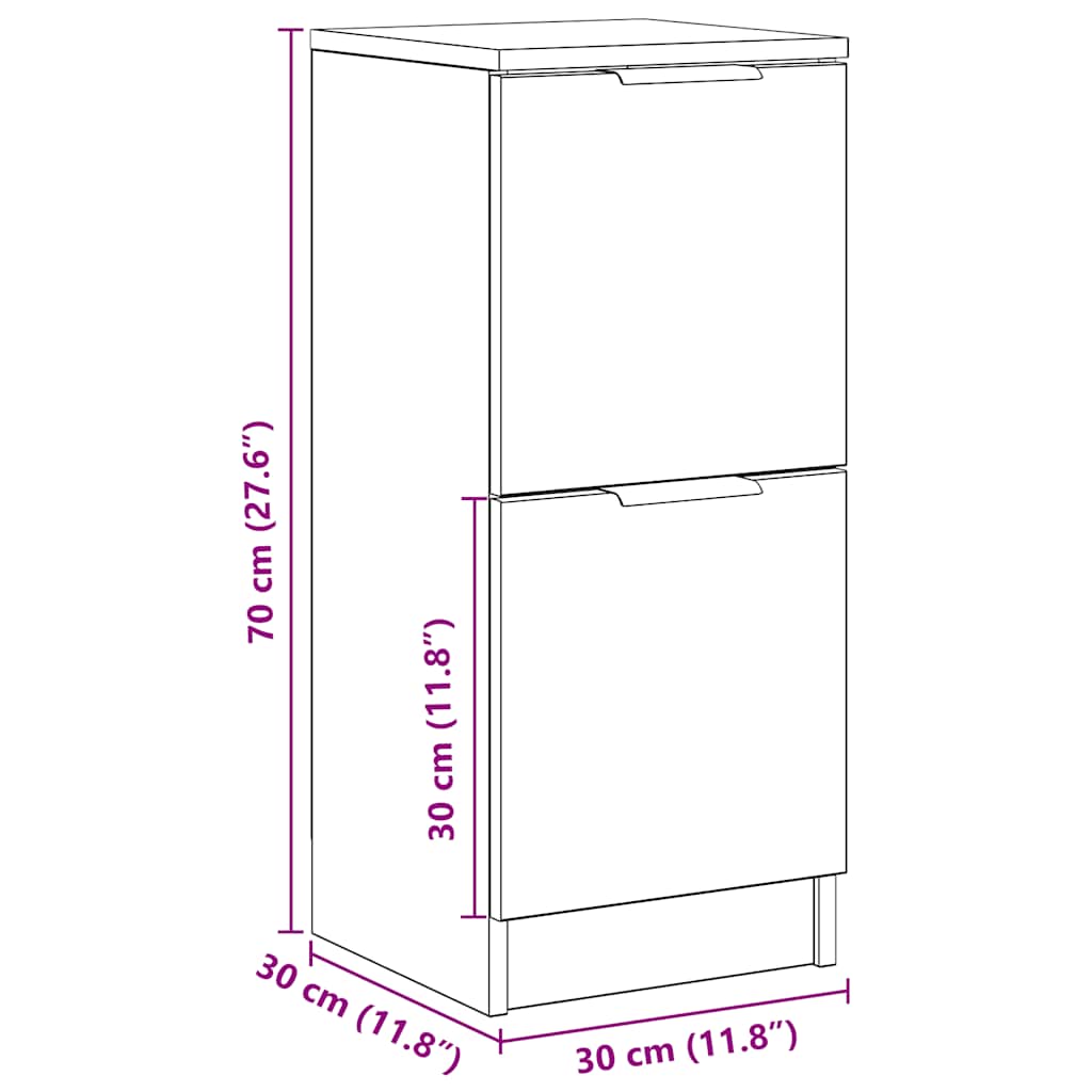 Aparadores 2pcs 30x30x70cm derivados madeira carvalho artisiano