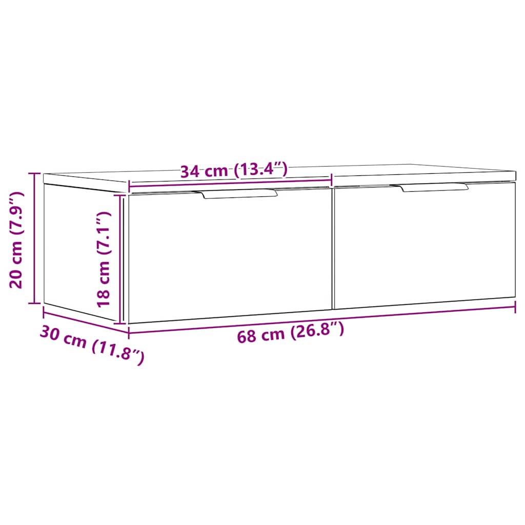 Armário parede 68x30x20 cm derivados madeira carvalho artisiano