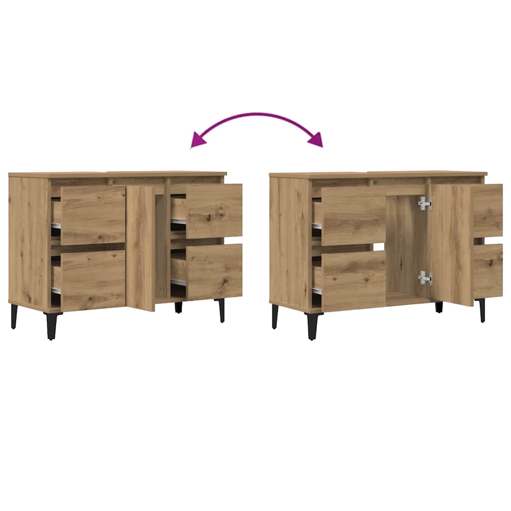 Móvel p/ lavatório 80x33x60cm deriv. madeira carvalho artisiano