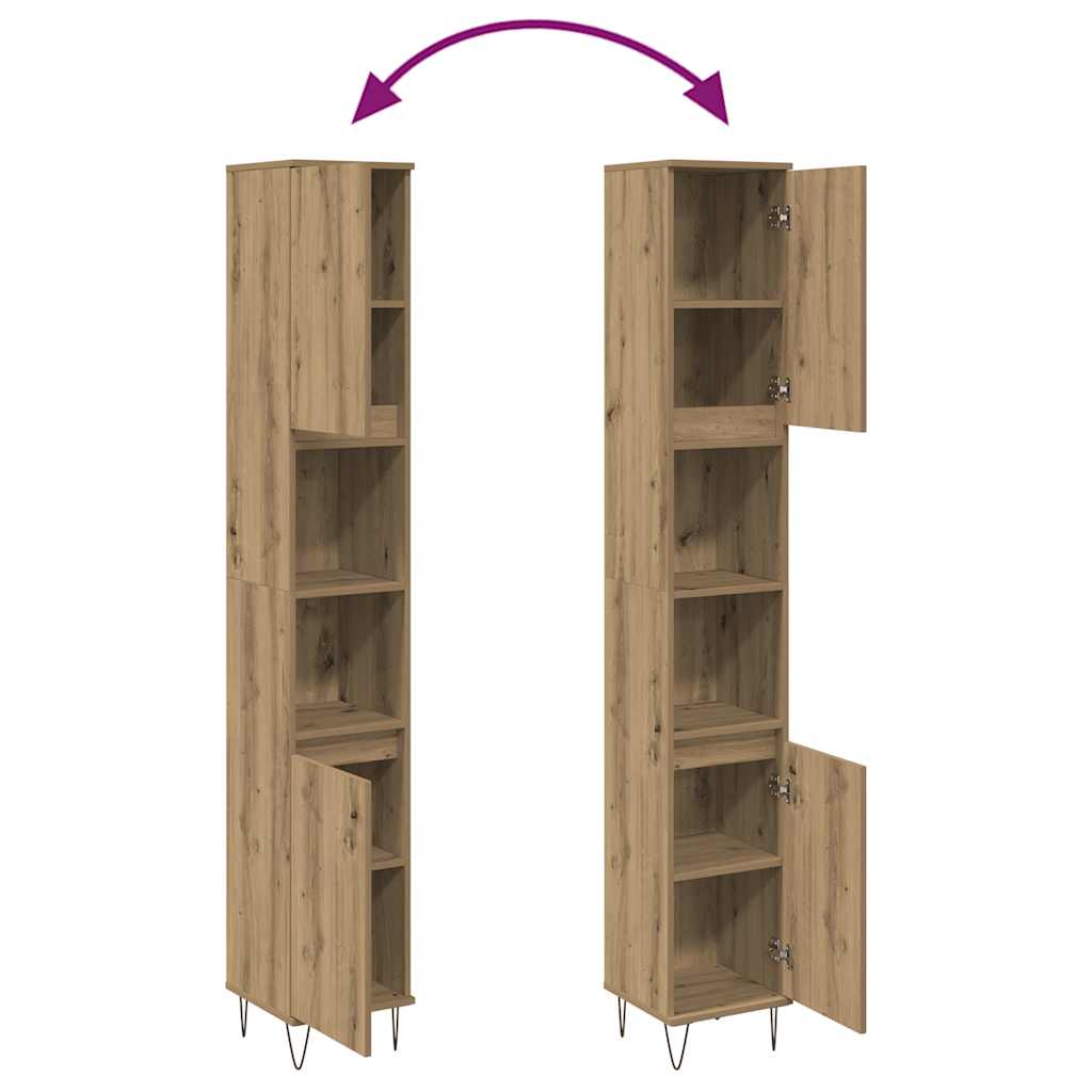 Armário WC 30x30x190 cm derivados de madeira carvalho artisiano