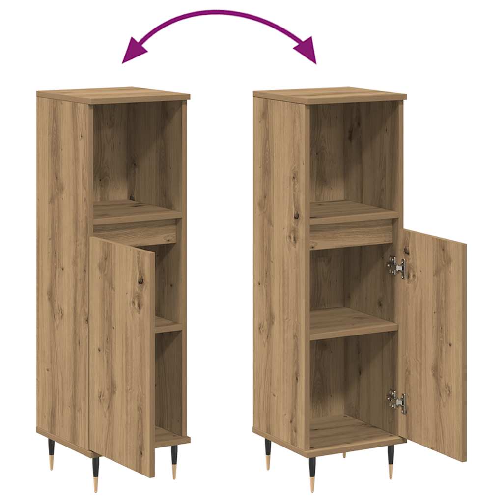 Armário WC 30x30x100 cm derivados de madeira carvalho artisiano