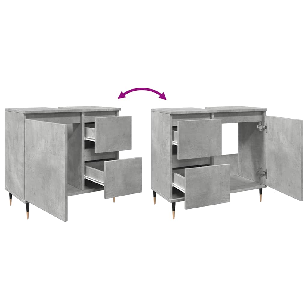 Armário WC 65x33x60 cm derivados de madeira cinzento cimento