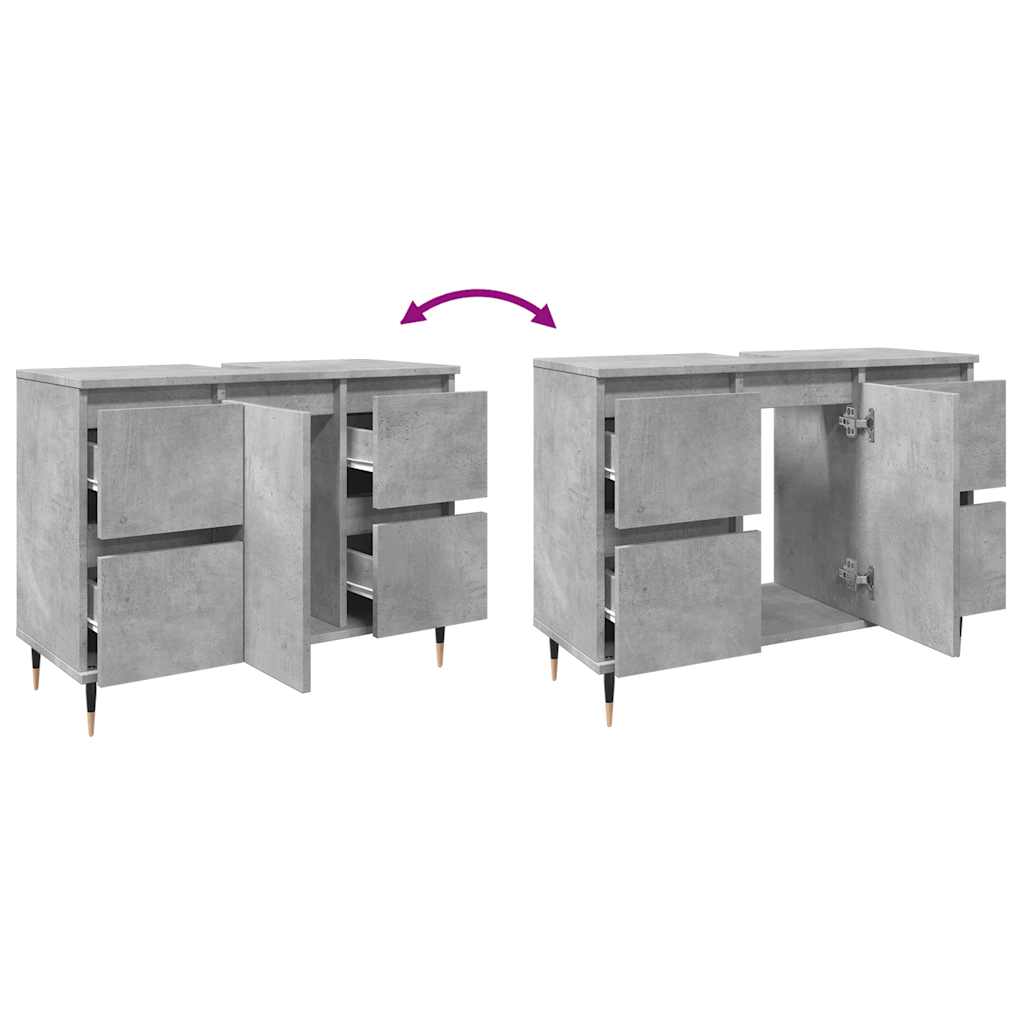 Móvel casa de banho 80x33x60 cm derivados madeira cinza cimento