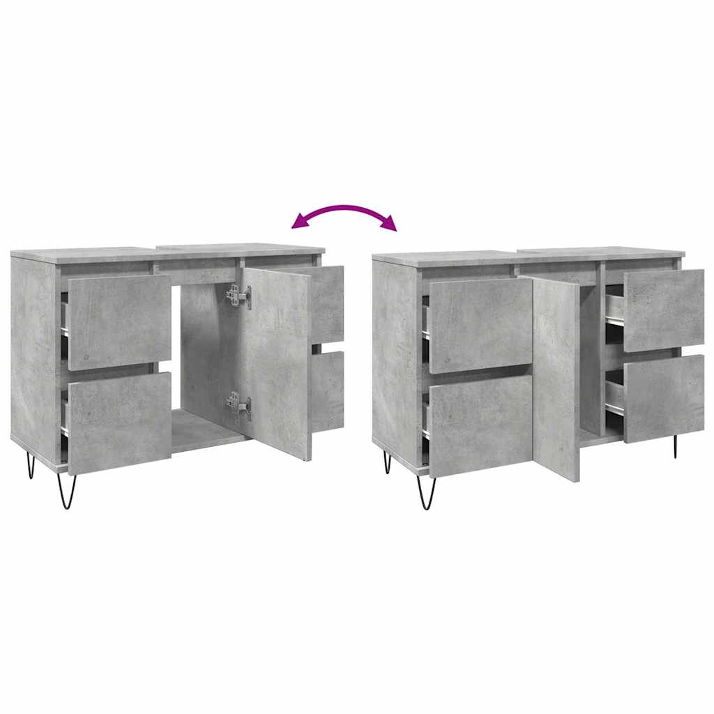 Móvel casa de banho 80x33x60 cm derivados madeira cinza cimento