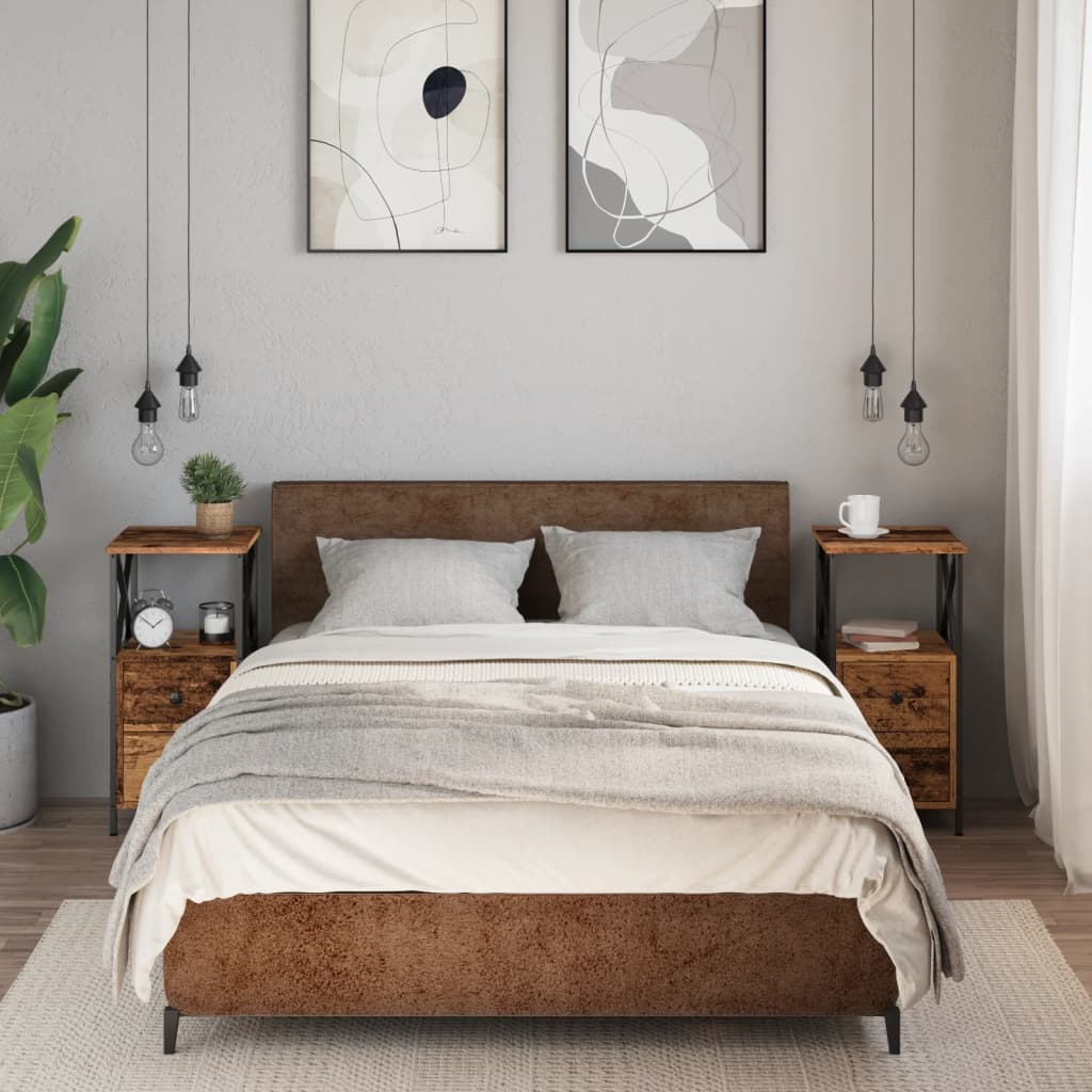 Mesas de cabeceira 2 pcs derivados de madeira madeira velha