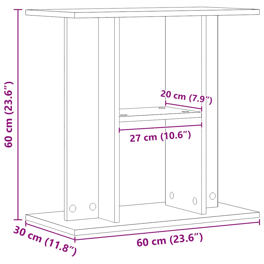 Suporte de aquário 60x30x60cm deriv. madeira carvalho artisiano