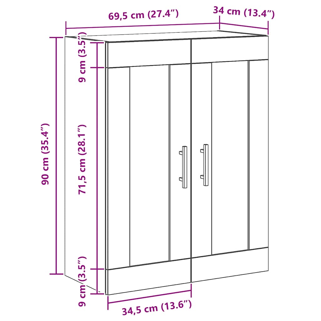 Aparador 69,5x34x90 cm derivados de madeira carvalho artisiano
