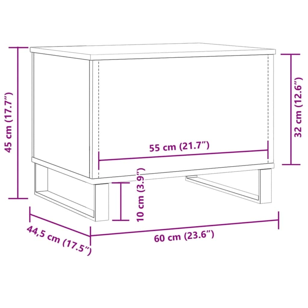 Mesa centro 60x44,5x45 cm derivados madeira carvalho artisiano