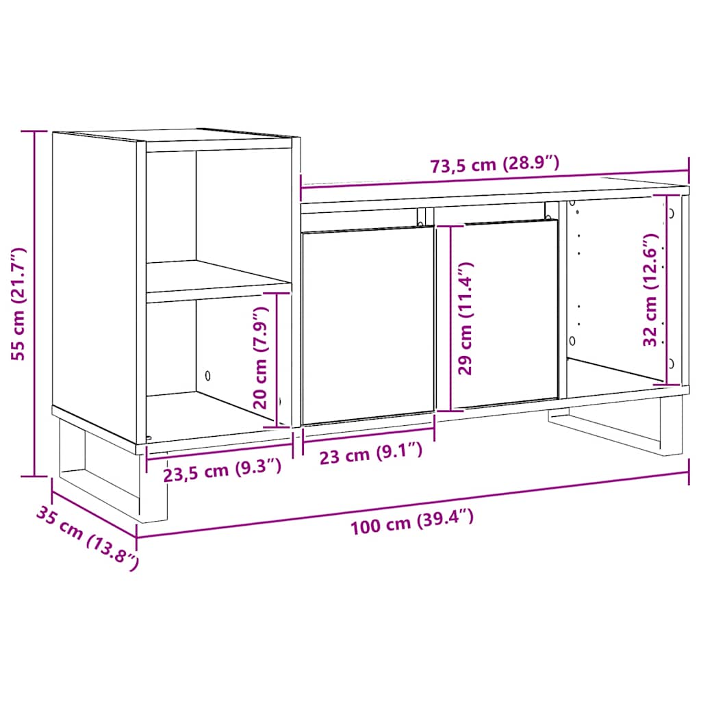 Móvel TV 100x35x55 cm madeira processada cor carvalho artisiano