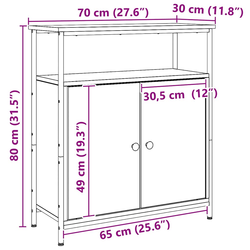 Aparador 70x30x80 cm derivados de madeira carvalho artisiano