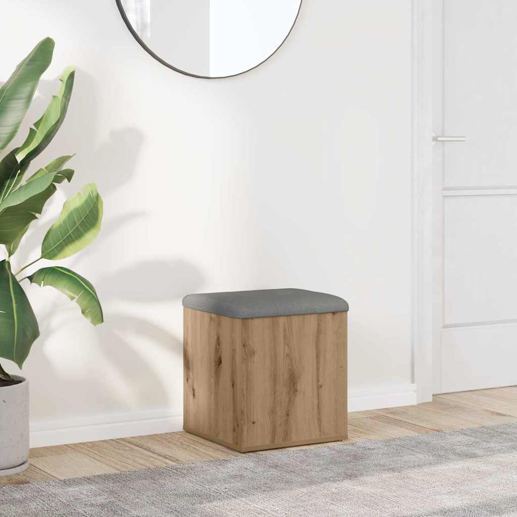 Banco arrumação 42x42x45cm derivados madeira carvalho artisiano