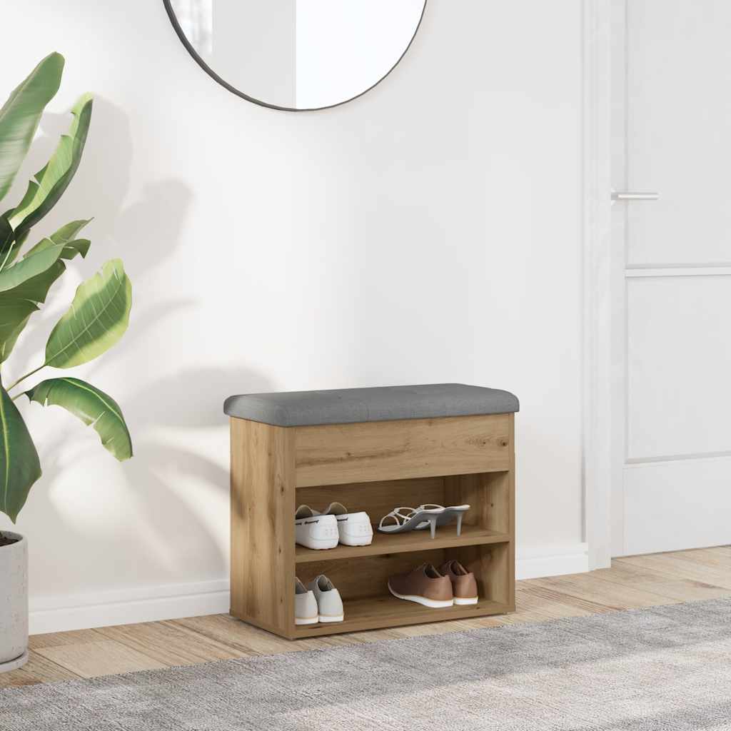 Banco sapateira 62x32x50 cm deriv. madeira carvalho artisiano