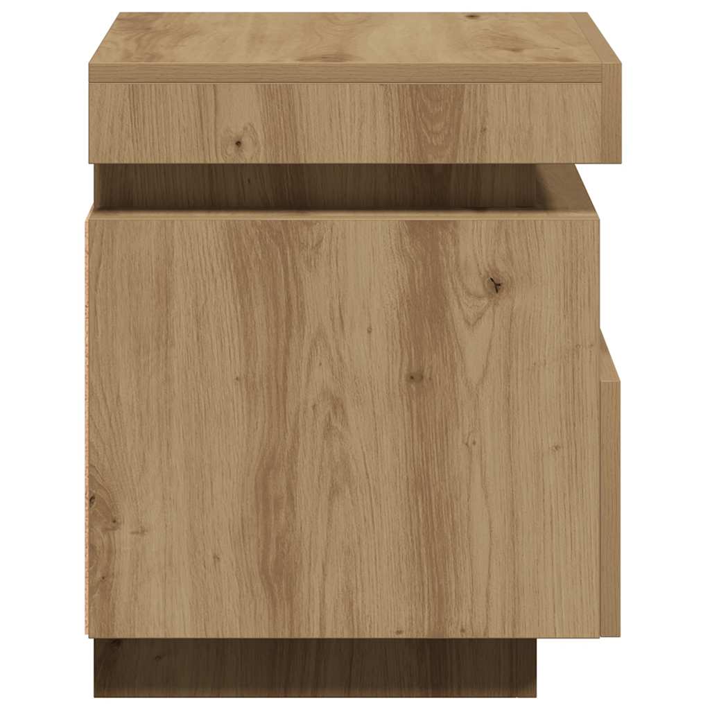 Mesa de cabeceira c/ LEDs 40x39x48,5 cm carvalho artisiano