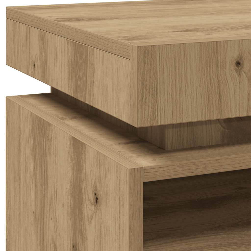 Mesa de cabeceira c/ LEDs 40x39x48,5 cm carvalho artisiano