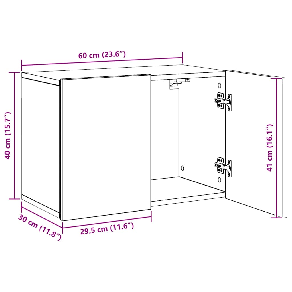 Móvel de parede para TV 60x30x41 cm carvalho artisiano