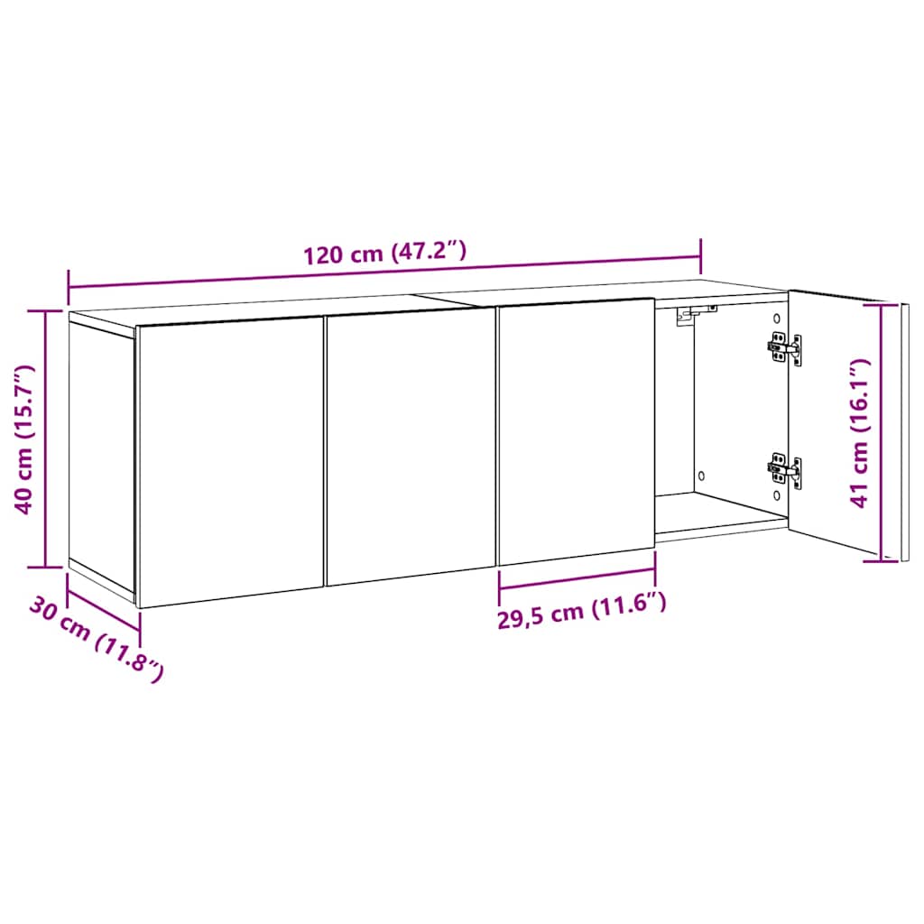 Móveis de parede para TV 2 pcs 60x30x41 cm carvalho artisiano