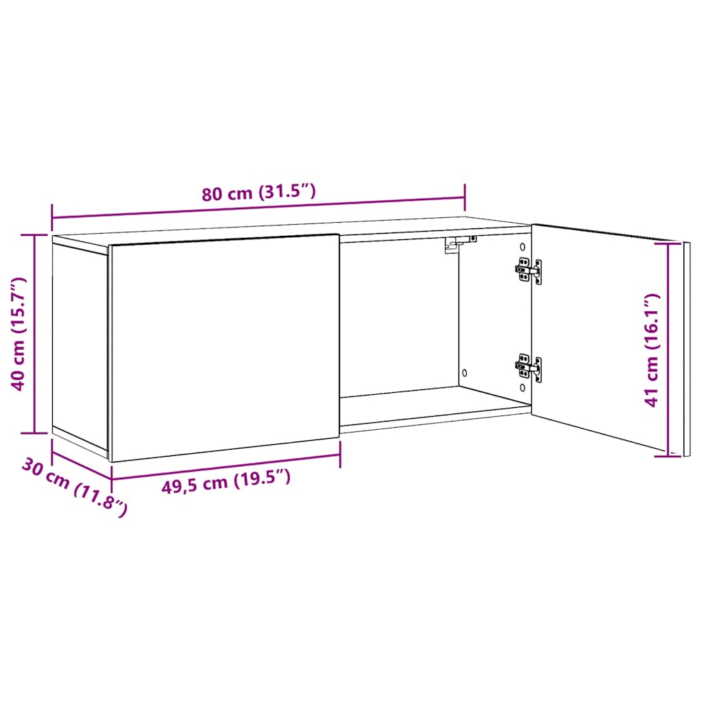 Móvel de parede para TV 100x30x41 cm carvalho artesanal