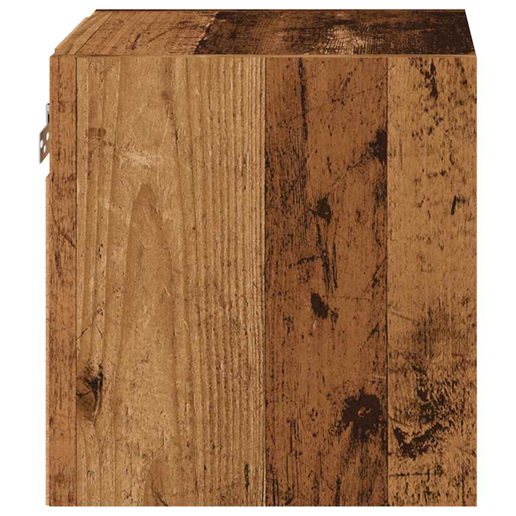 Móvel de parede para TV luzes LED 30x28,5x30cm madeira velha