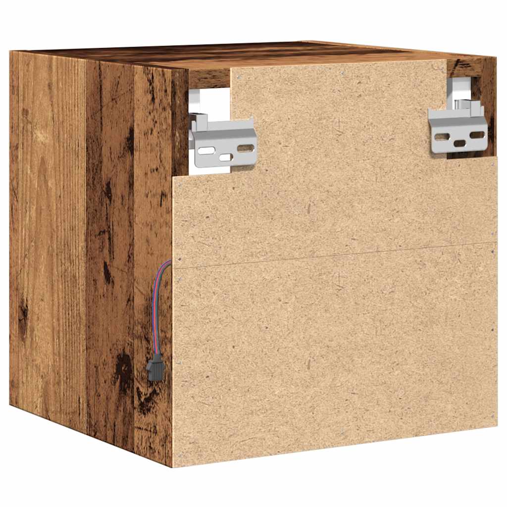 Móveis parede p/ TV luzes LED 2 pcs 30x28,5x30 cm madeira velha