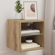 Móvel parede p/ TV c/ luzes LED 30x28,5x30cm carvalho artesanal