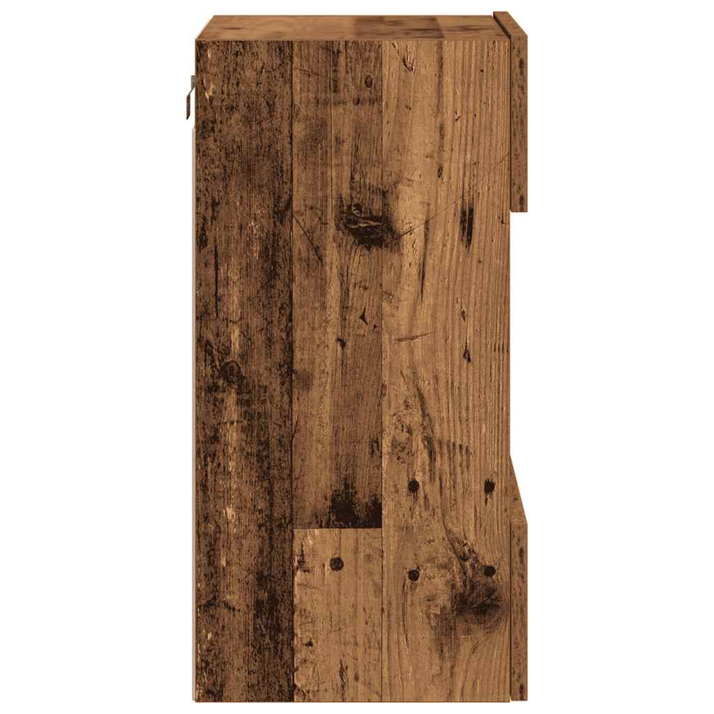 Armários de parede com luzes LED para TV 2 pcs 40x30x60,5 cm madeira velha