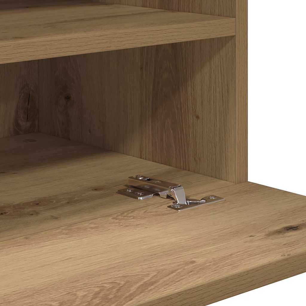 Armários de parede com luzes LED para TV 2 pcs carvalho artesanal