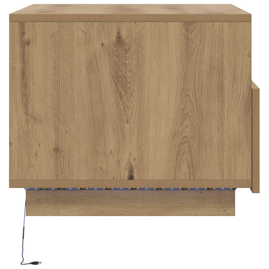 Mesa de centro com luzes LED 50x49x40 cm carvalho artesanal