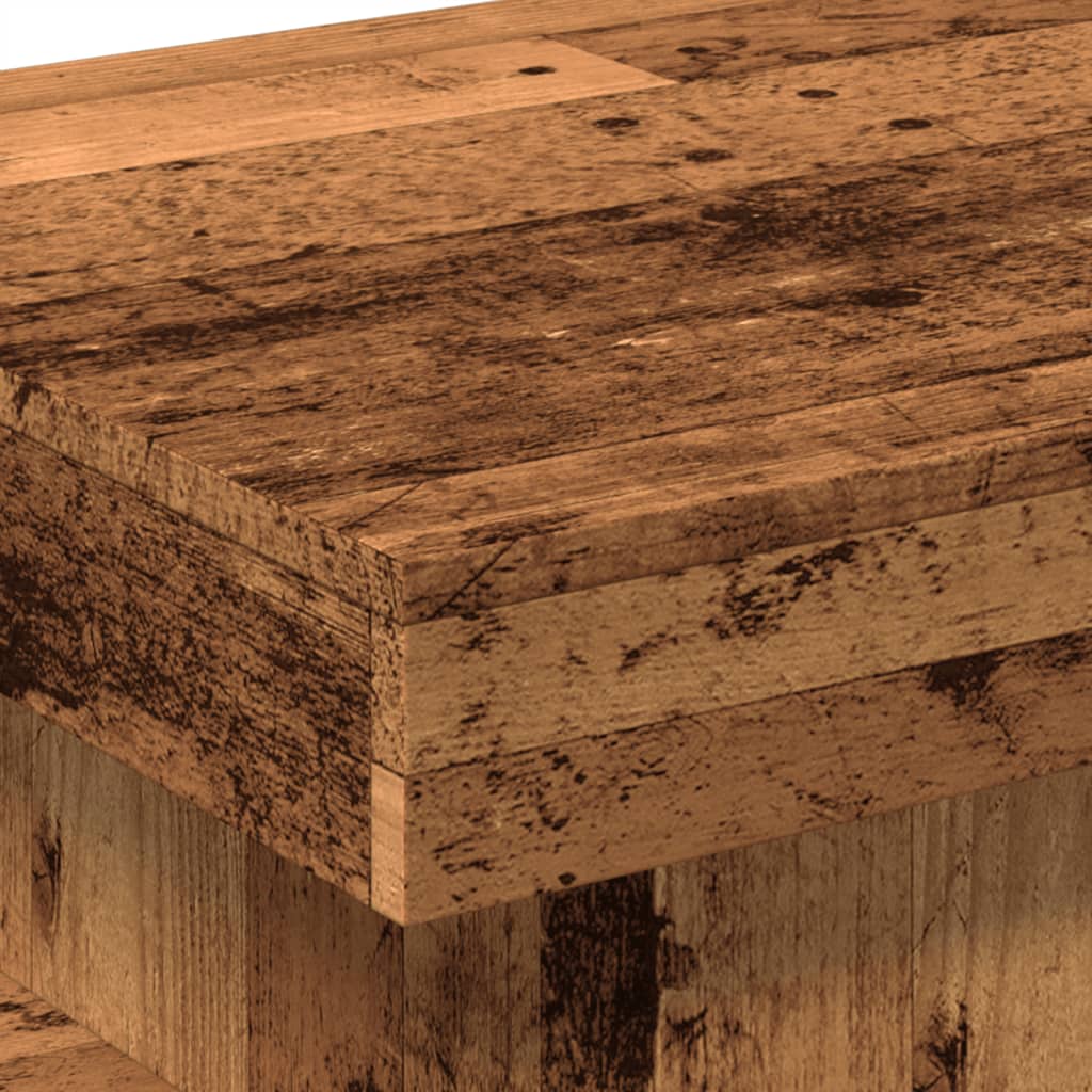 Mesa de centro com luzes LED 50x50x40 cm madeira velha