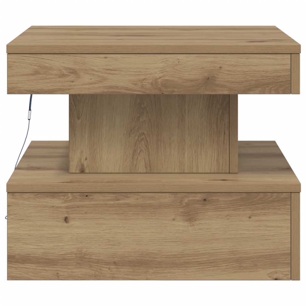 Mesa de centro com luzes LED 50x50x40 cm carvalho artisiano