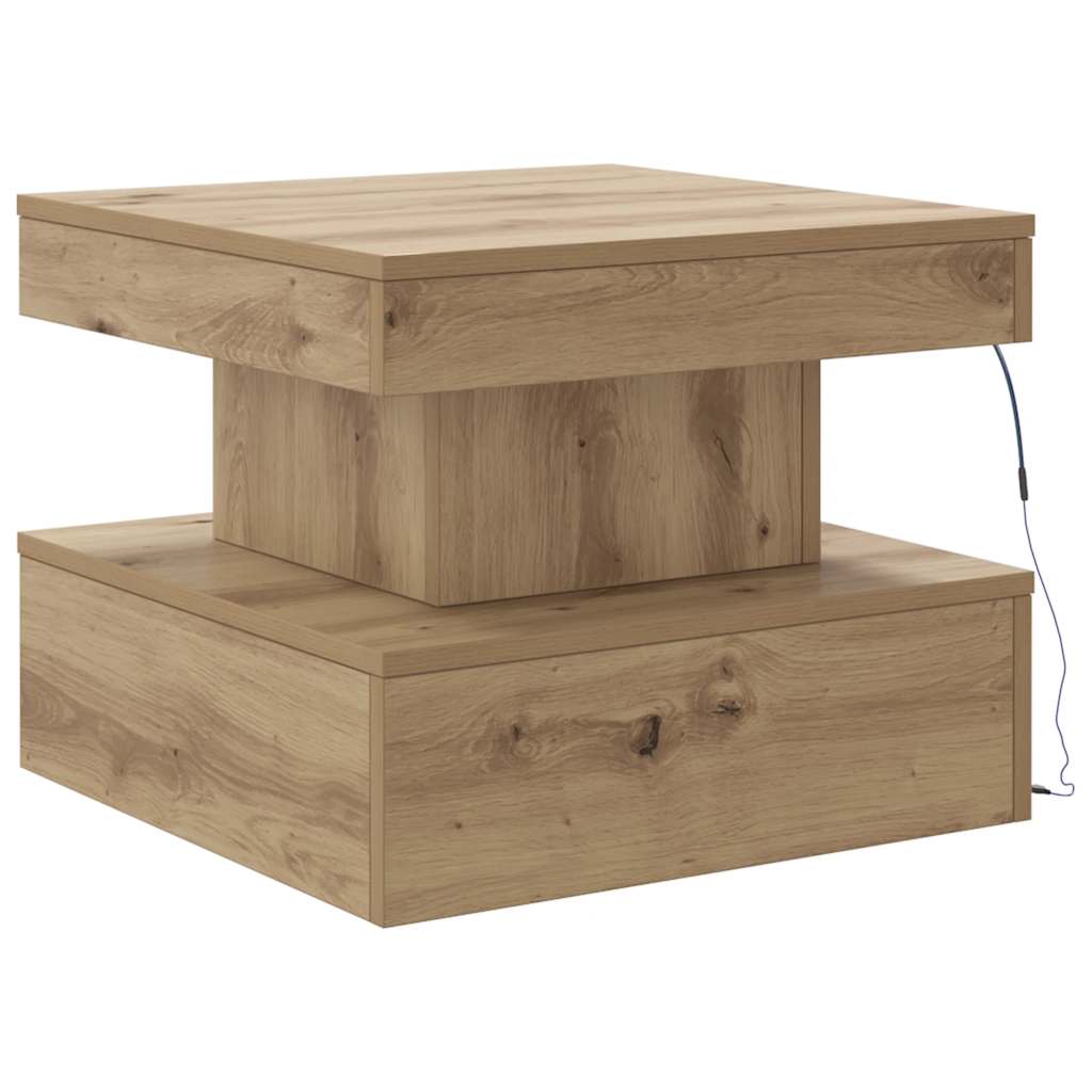 Mesa de centro com luzes LED 50x50x40 cm carvalho artisiano