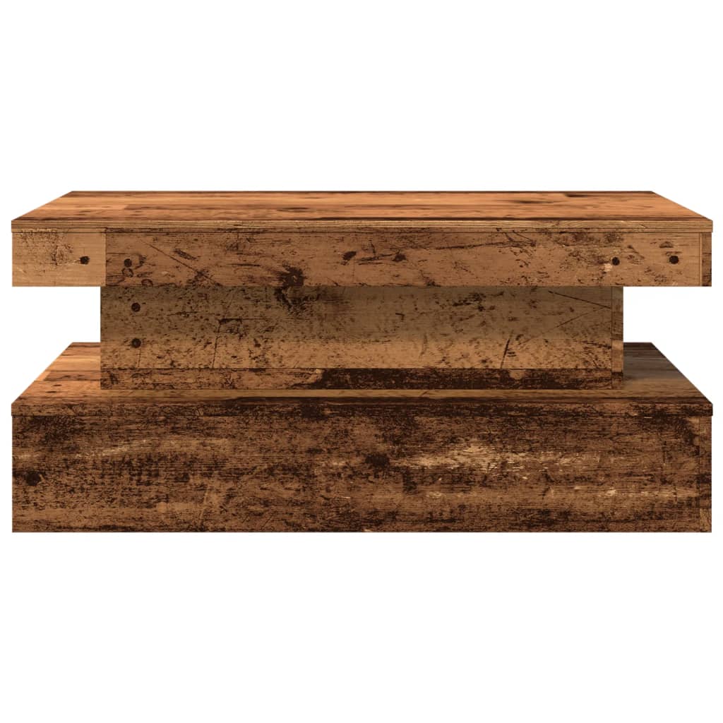 Mesa de centro com luzes LED 90x50x40 cm madeira velha