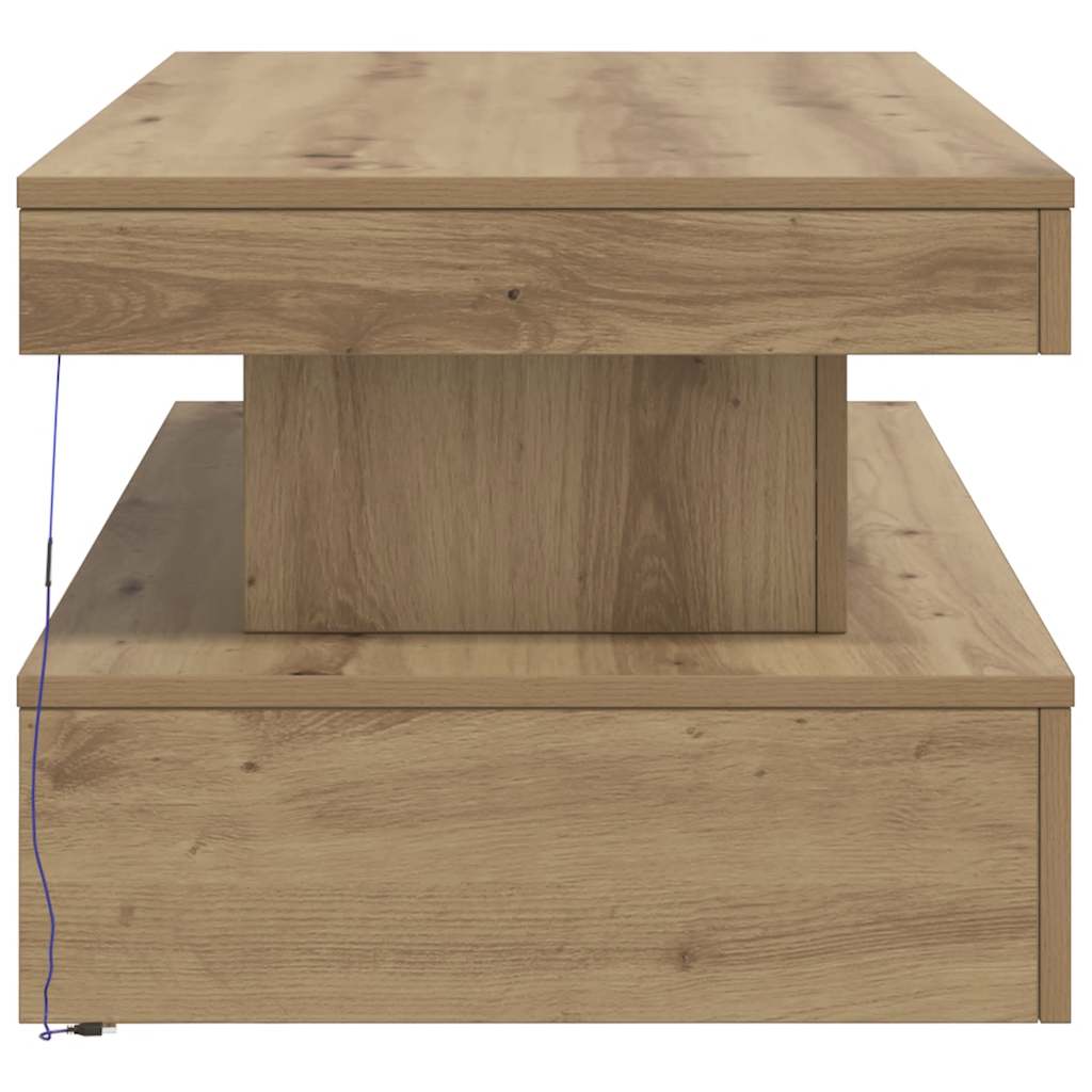 Mesa de centro com luzes LED 90x50x40 cm carvalho artisiano