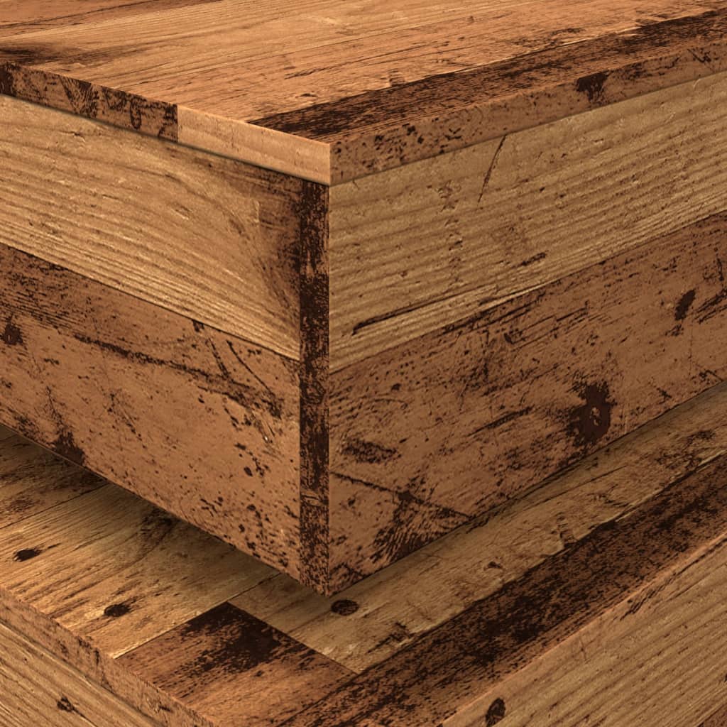 Mesa de centro com luzes LED 50x50x40 cm madeira velha