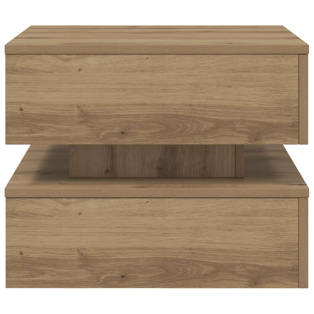 Mesa de centro com luzes LED 50x50x40 cm carvalho artisiano