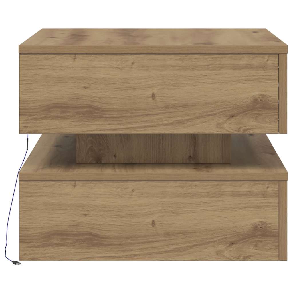 Mesa de centro com luzes LED 50x50x40 cm carvalho artisiano