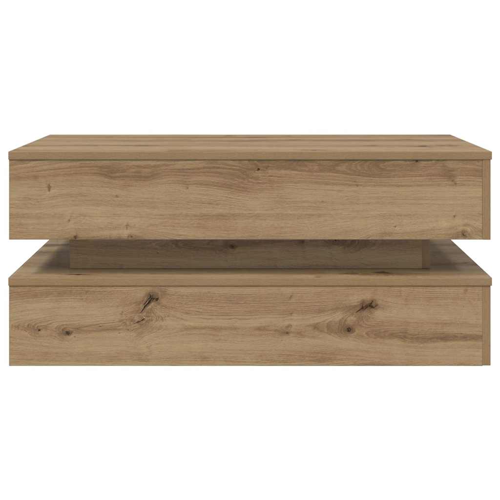 Mesa de centro com luzes LED 90x50x40 cm carvalho artisiano