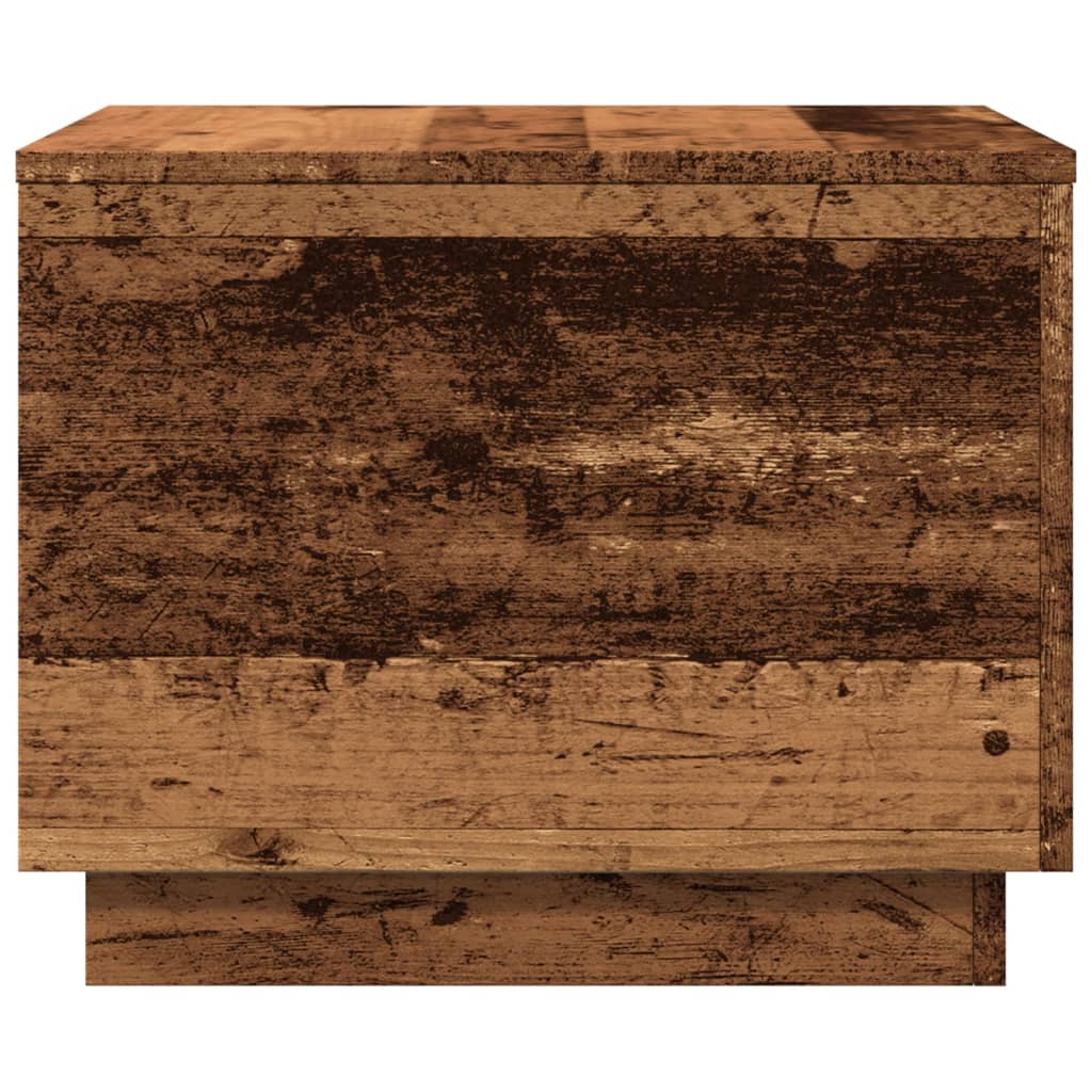 Mesa de centro com luzes LED 50x50x40 cm madeira velha