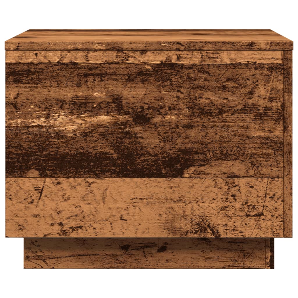 Mesa de centro com luzes LED 50x50x40 cm madeira velha