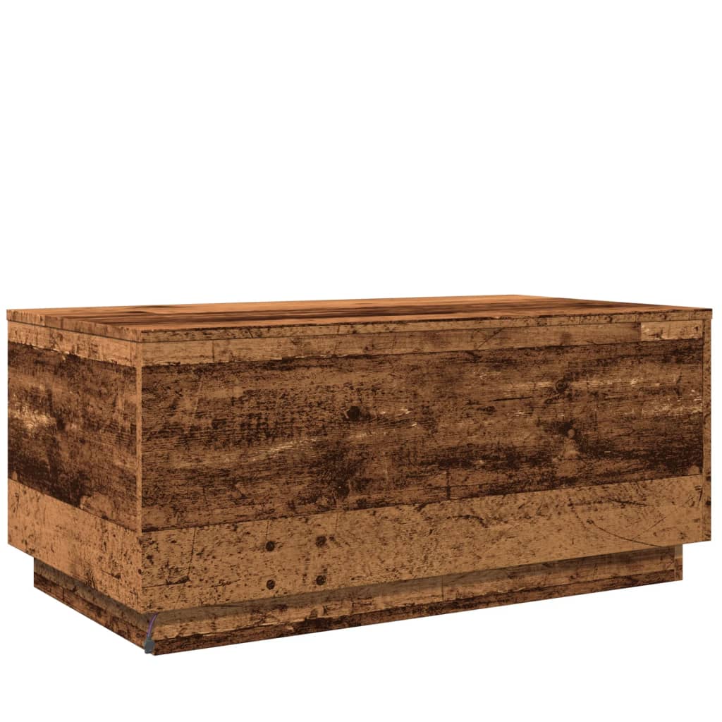 Mesa de centro com luzes LED 90x50x40 cm madeira velha